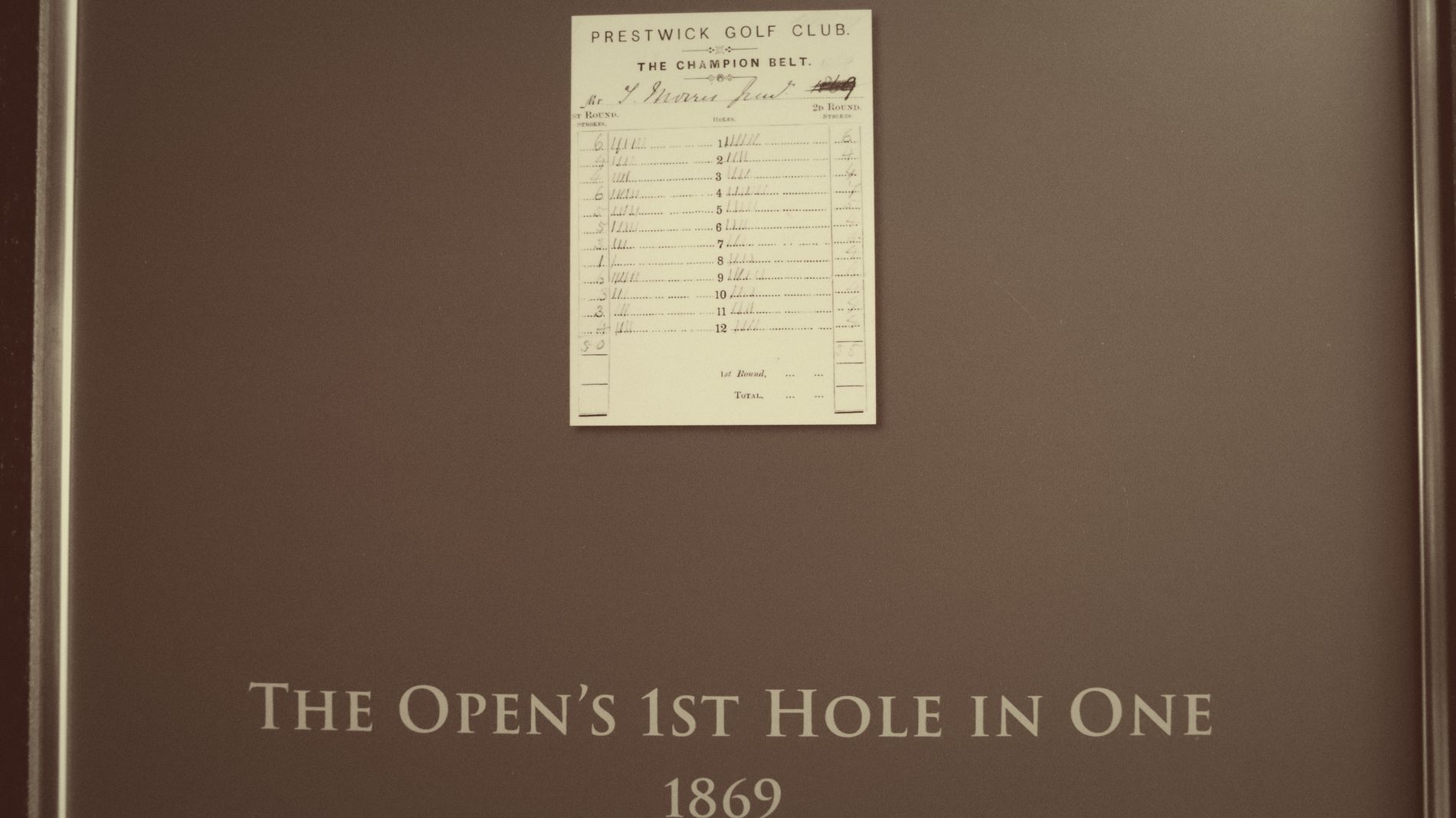 Placa del primer hoyo en uno del Open, 1869